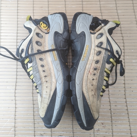 Merrell Men's Brown Pulse Birch/ Yellow Leather Hiking Performance Shoes Size US - Picture 4 of 12